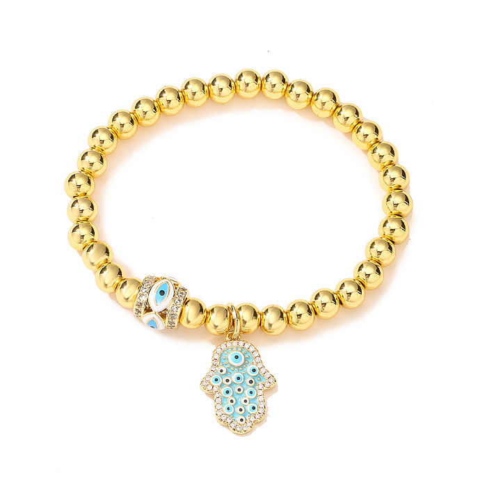 New Style Fatima Palm Devil's Eye Beads Copper Pearl Bracelet