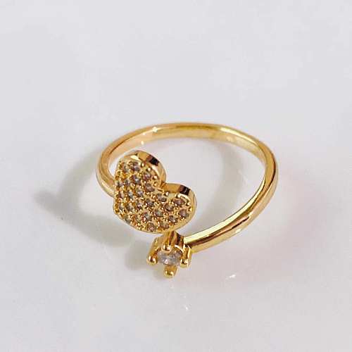 Light Luxury Heart-shaped Diamond Zircon Ring Valentine's Day 18k Gold Plated Ring