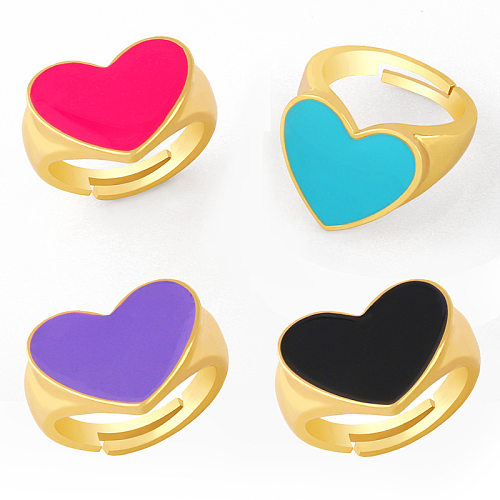 Wholesale Jewelry Heart Dripping Open Copper Ring jewelry