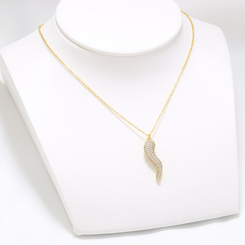 Casual Elegant Simple Style Chili Copper 18K Gold Plated Zircon Pendant Necklace In Bulk