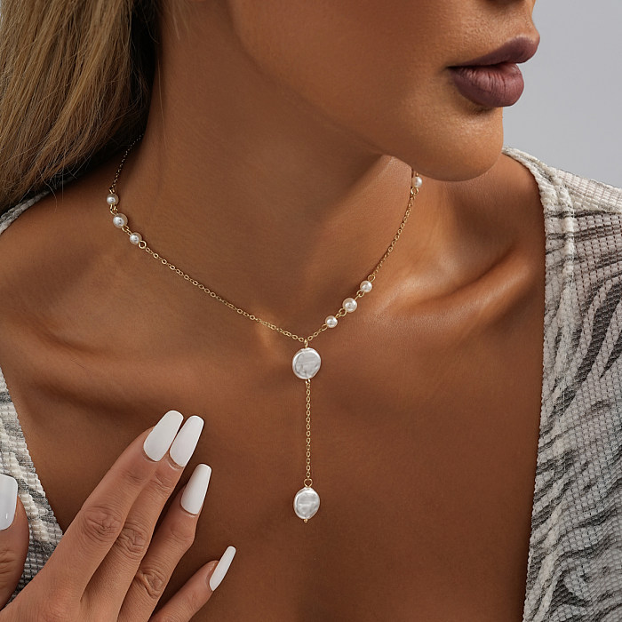 Yida Europe And America Cross Border Fashion New Popular All-Matching Imitation Pearl Pendant Necklace Simple Chain Tassel Women's Street Shot Jewelry