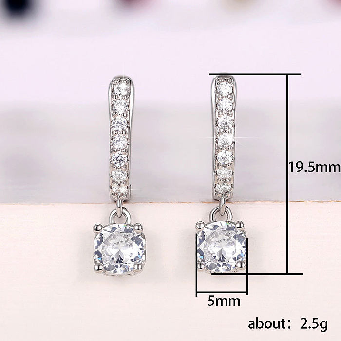 1 Pair Modern Style Geometric Copper Inlay Artificial Gemstones Earrings