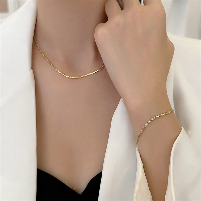 INS-Stil, einfarbige Titan-Stahl-Armband-Halskette