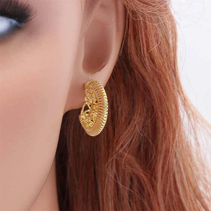 1 Pair Retro Simple Style Semicircle Plating Copper 18K Gold Plated Drop Earrings