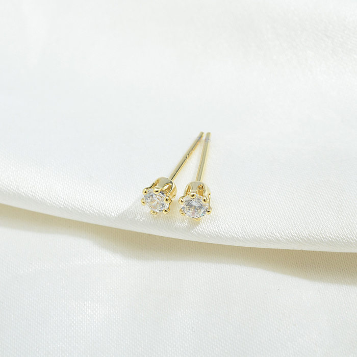 Fashion Snake Copper Inlay Zircon Ear Studs 3 Pairs