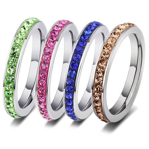 Moda cross-border venda quente jóias lama vara diamante cor anel de aço inoxidável atacado anel