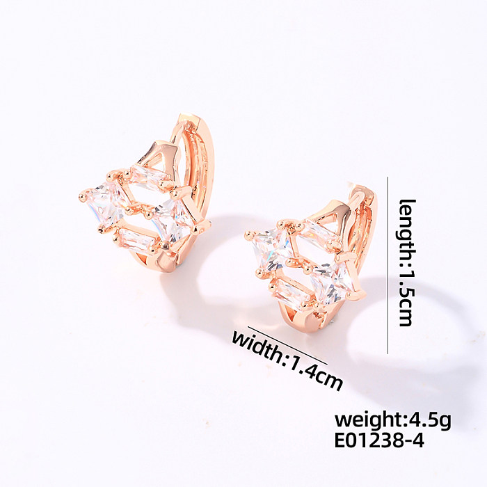 1 Pair Casual Sweet Shiny Round Bow Knot Plating Inlay Copper Zircon Rose Gold Plated Earrings