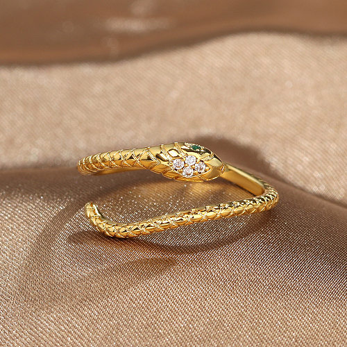 Simple Style Infinity Crown Flower Copper Inlay Zircon Open Rings