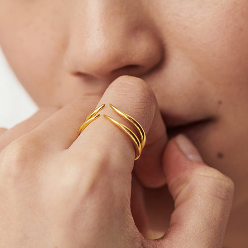 Glam Geometric Copper Plating Open Rings