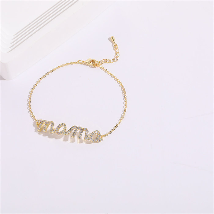Estilo simples carta cobre banhado a ouro zircão feminino pulseiras colar 1 peça