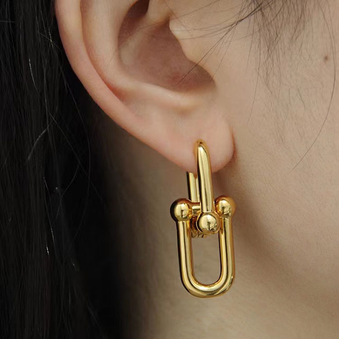 1 Pair Classic Style Geometric Plating Copper 18K Gold Plated Earrings
