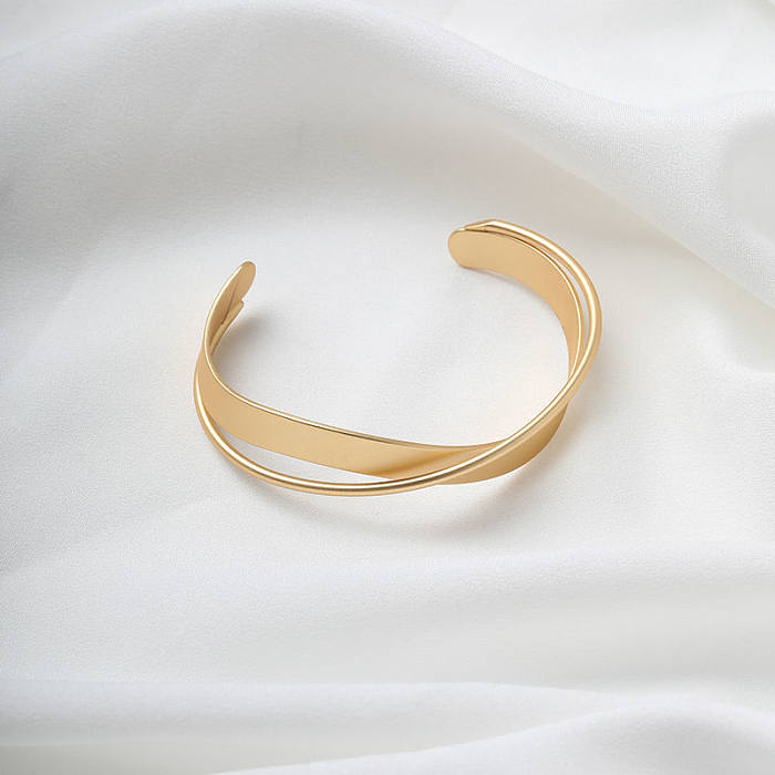 Simple Style Solid Color Copper Cuff Bracelets