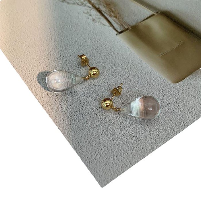 1 Pair Retro Water Droplets Plating Copper Drop Earrings