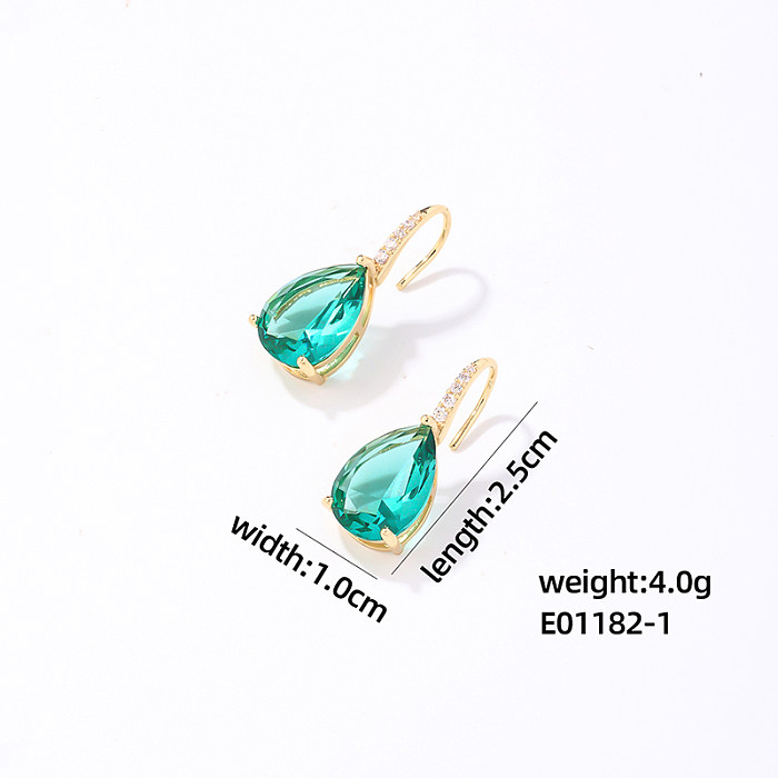 1 Pair Casual Sweet Water Droplets Flower Plating Inlay Copper Zircon Gold Plated Ear Studs