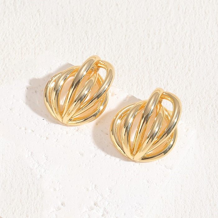1 Pair Classic Style Streetwear Geometric Plating Copper 14K Gold Plated Earrings