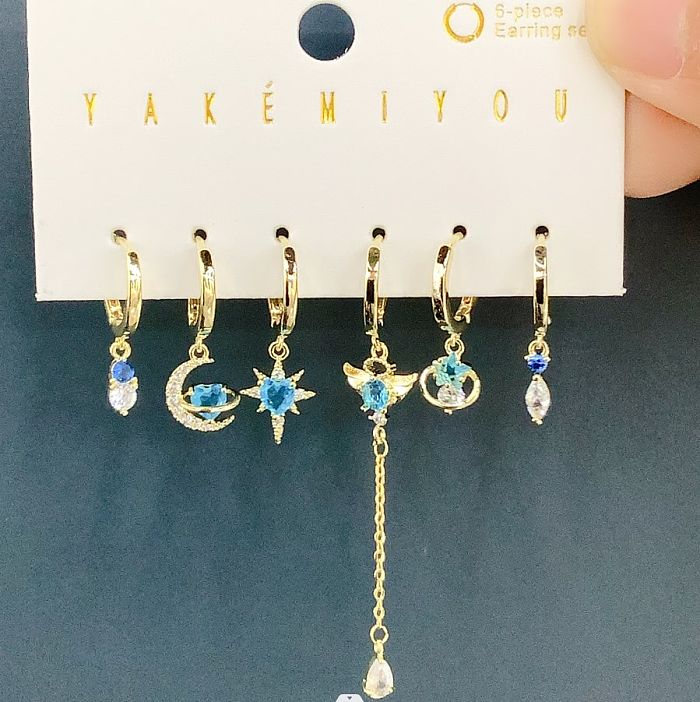 Cute Cartoon Copper 14K Gold Plated Zircon Drop Earrings In Bulk