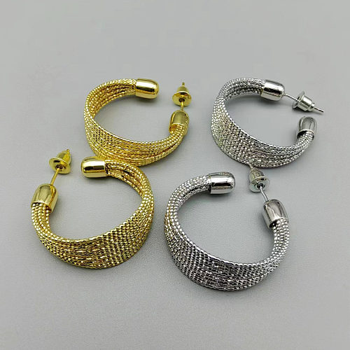 1 Paar Ohrringe mit übertriebener runder Beschichtung aus Kupfer mit 18-Karat-Vergoldung