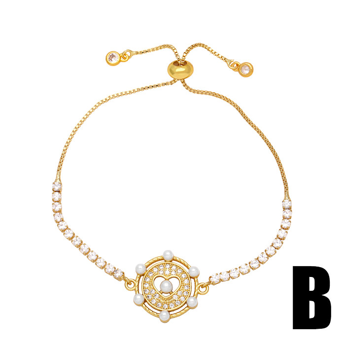 Bracelets plaqués or 18 carats avec incrustation de cuivre et de fleur d'oeil du diable de Style Simple à la mode