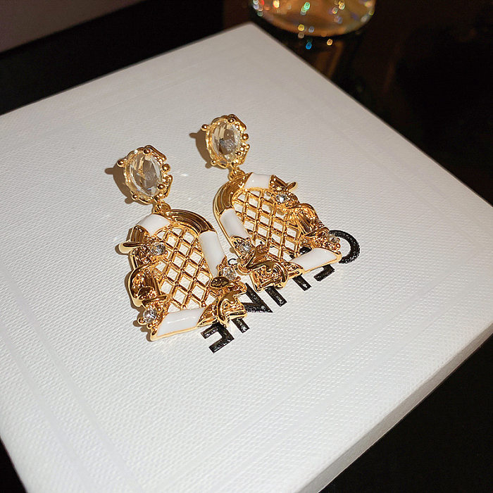 1 Pair Glam Retro Water Droplets Inlay Copper Artificial Pearls Resin Drop Earrings