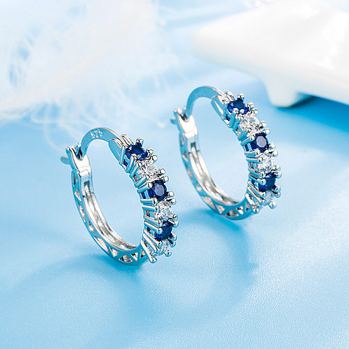 Modische Aquamarin-Ohrringe, weiblich, Diamant-Zirkon, modische Kupfer-Ohrringe