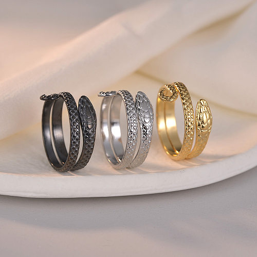 Simple Style Snake Titanium Steel Plating Open Ring