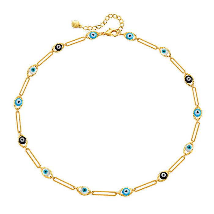 Retro Eye Copper Plating 18K Gold Plated Necklace