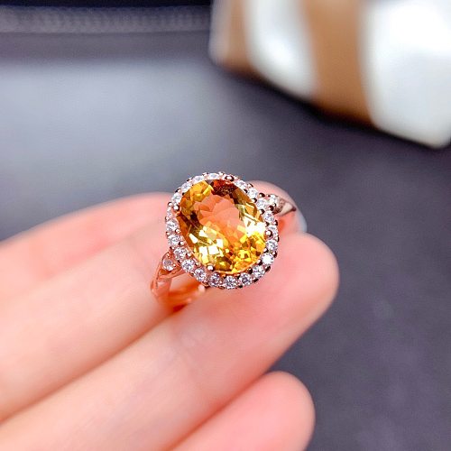 Os strass de cristal artificiais de cobre ovais luxuosos abrem o anel no volume