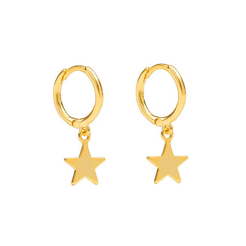 Modische Ohrringe mit fünfzackigem Stern und glänzendem Stern aus S925-Silber