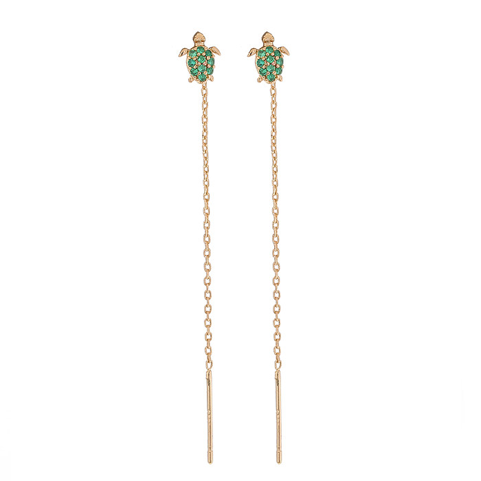 Elegant Tortoise Copper Earrings Inlay Zircon Copper Earrings 1 Pair