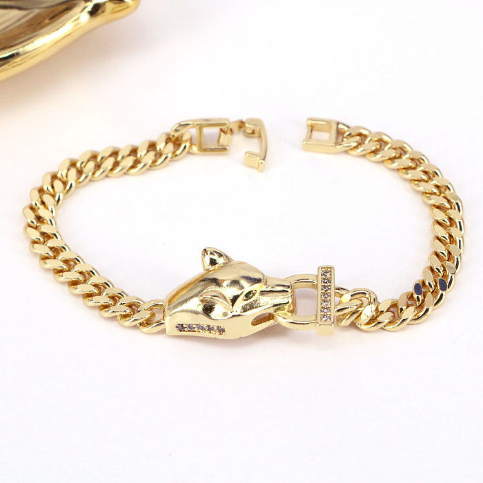Fashion Animal Copper Bracelets Gold Plated Inlay Zircon Copper Bracelets