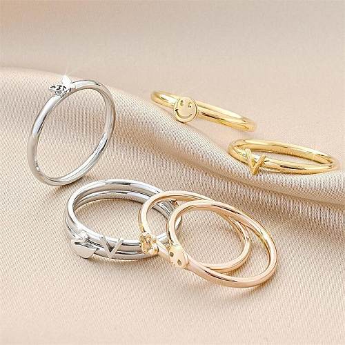 Simple Style Butterfly Titanium Steel Polishing Plating Rings 1 Piece