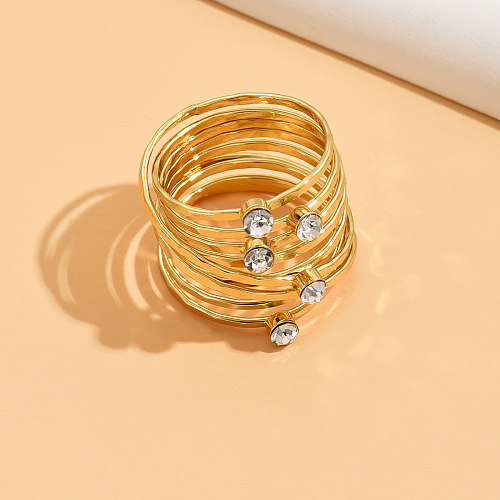 Glam Lady Round Copper Layered Inlay Glass Rings