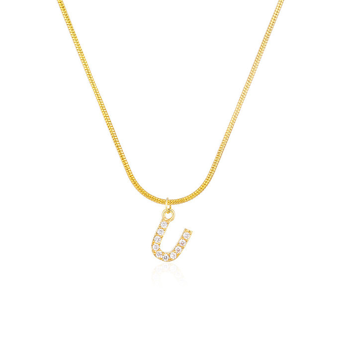Wholesale Jewelry Snake Bone Chain Letter Pendant Copper Inlaid Zircon Necklace jewelry