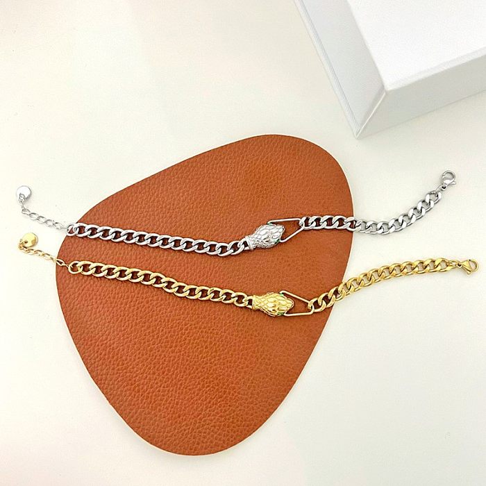Modische Schlangen-Armband-Halskette aus Edelstahl mit künstlichen Edelsteinen