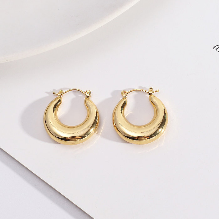 1 Pair Simple Style Round Solid Color Plating Copper Copper Alloy 18K Gold Plated Earrings
