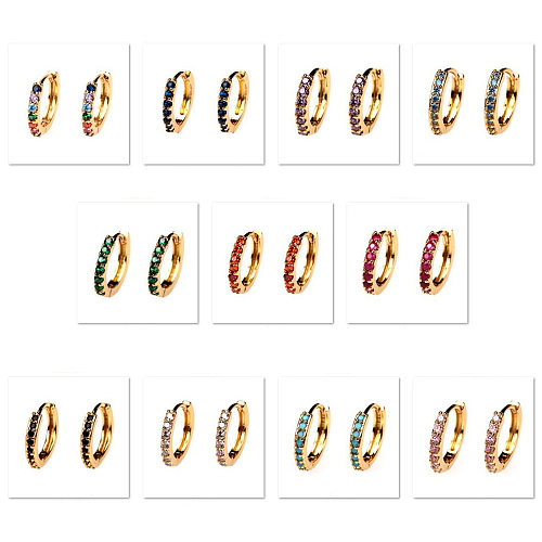 Boucles d'oreilles en Zircon incrusté de cuivre coloré arc-en-ciel, bijoux à la mode, vente en gros