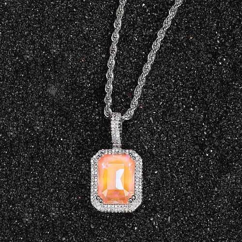 Fashion Geometric Copper Inlay Zircon Pendant Necklace 1 Piece