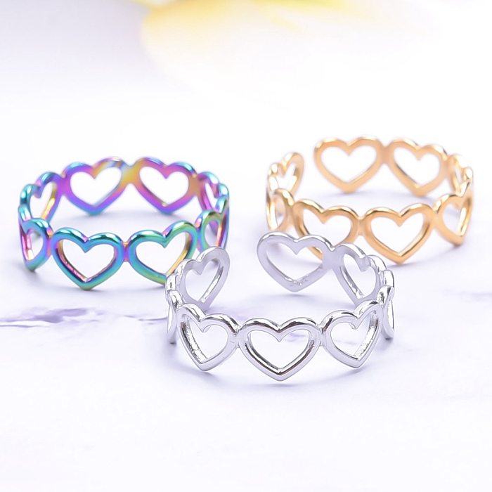 Wholesale 1 Piece Simple Style Heart Shape Titanium Steel Rings