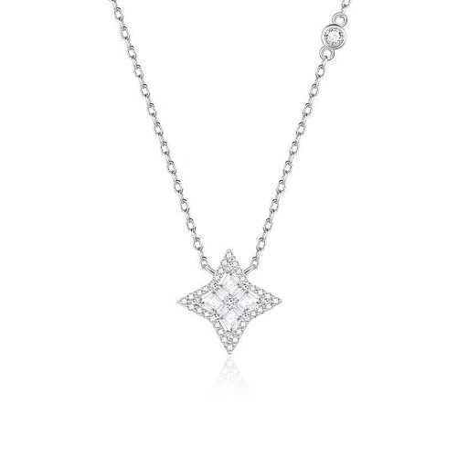 Fairy Style Elegant Star White Copper Plating Inlay Zircon Pendant Necklace