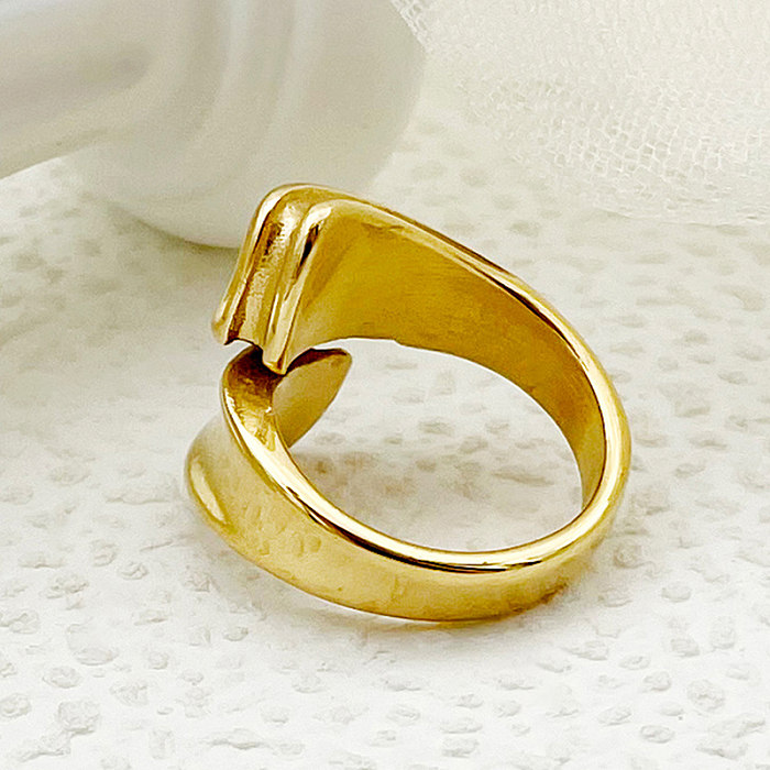 Wholesale Simple Style Commute Solid Color Stainless Steel Plating Gold Plated Rings
