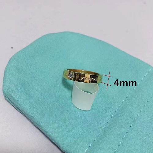 Simple Style Letter Titanium Steel Glass Rings In Bulk