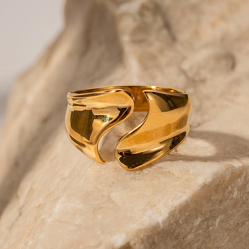 Offener Ring aus Edelstahl mit geometrischem Bogen im IG-Stil
