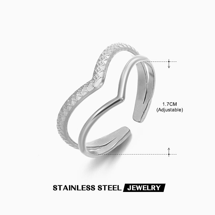 Basic Letter Stainless Steel Open Rings In Bulk
