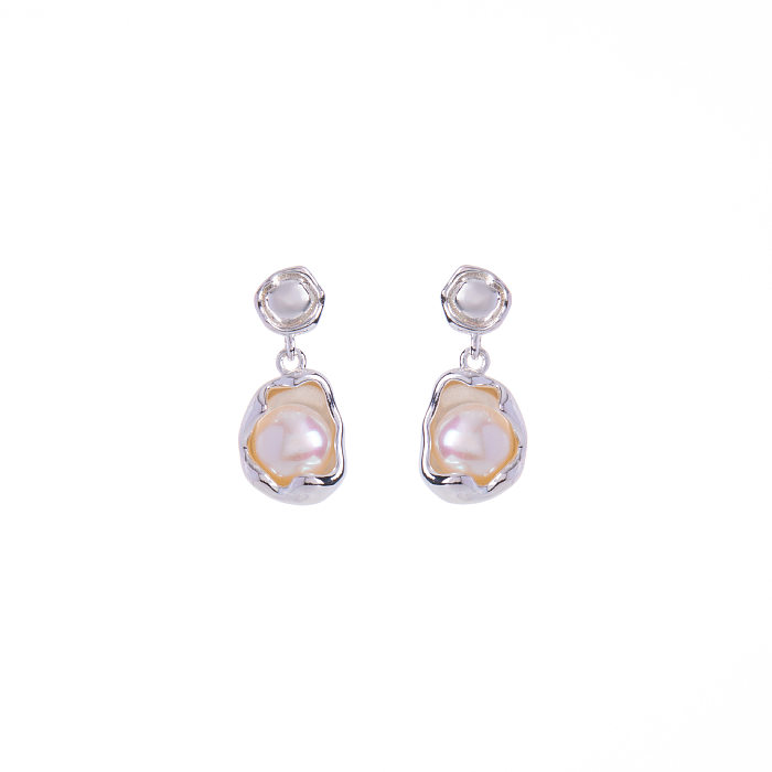 1 Paar Original Design Unregelmäßige Unregelmäßige Beschichtung Inlay Kupfer Künstliche Perlen Tropfen Ohrringe