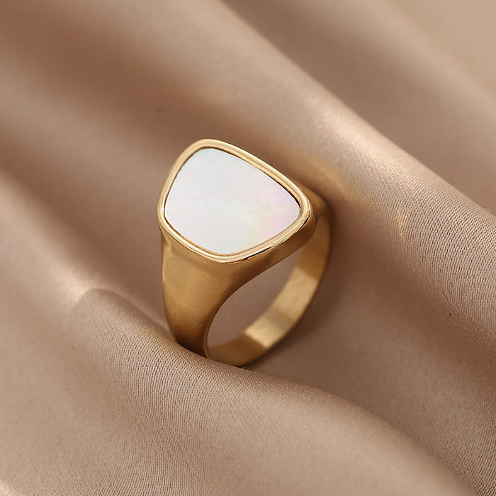 Retro Geometric Stainless Steel Plating Shell Rings