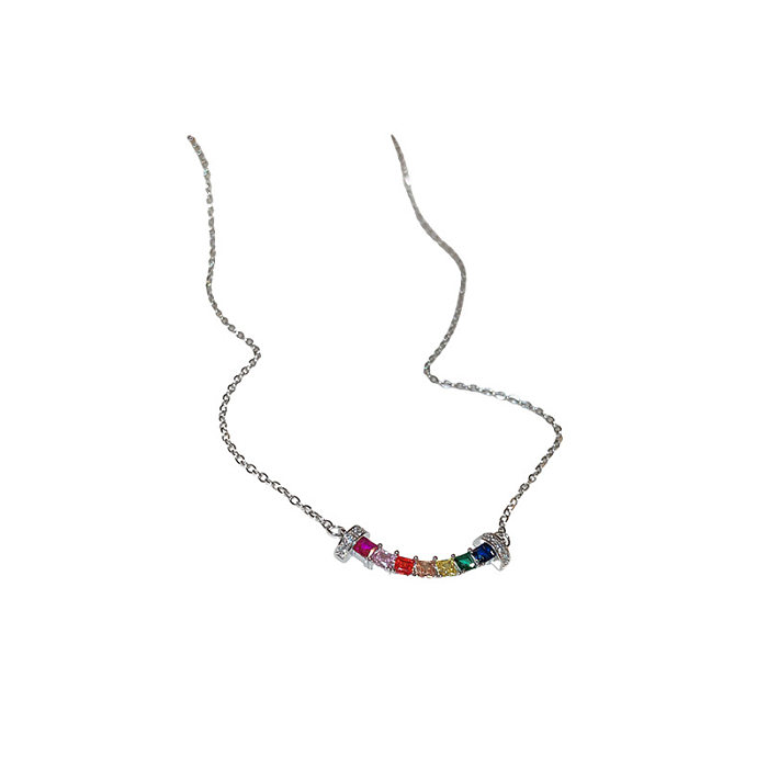 Sweet Colorful Copper Inlay Zircon Necklace