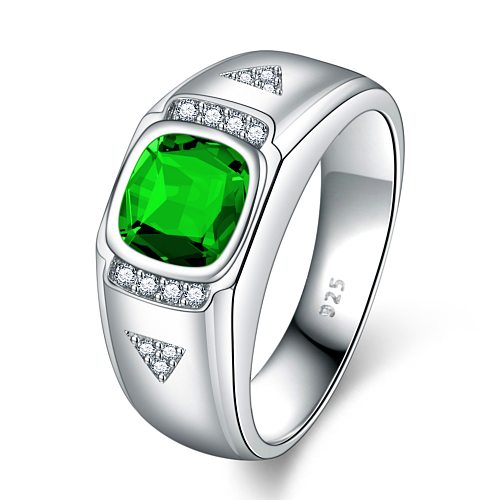 Simple Style Square Copper Inlay Zircon Rings