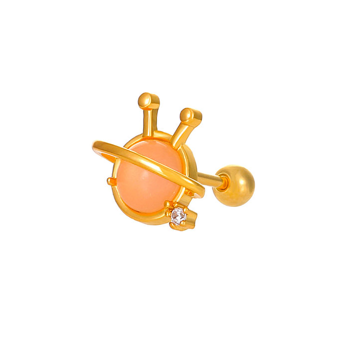 1 Piece Simple Style Round Flower Inlay Copper Zircon Ear Studs