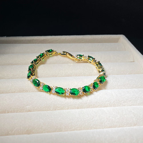 Cross-border melhor vendedor na europa e américa luz luxo de alta qualidade esmeralda pulseira brilhante aaa zircão oval lvzuan elegante pulseira