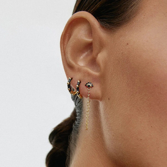 Boucles d'oreilles pendantes en argent Sterling, cuivre et Zircon, 1 pièce, incrustation d'oeil du diable doux